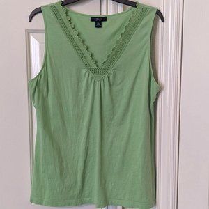Green Tank with Crochet embellishment Women's XL